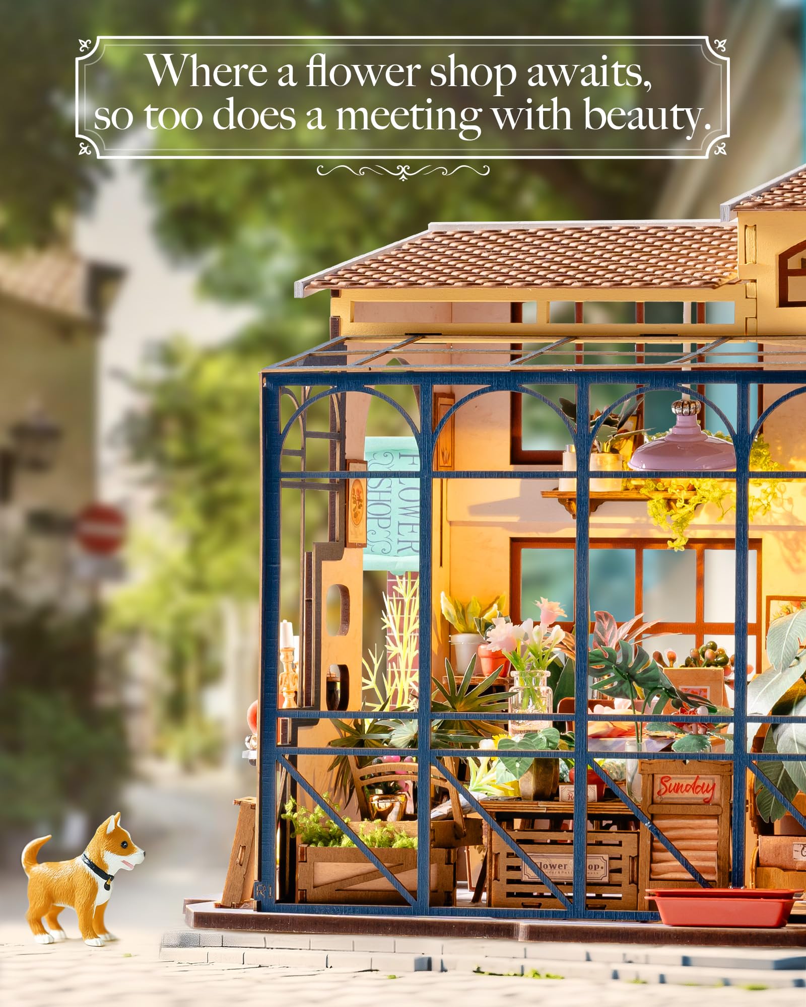 Rolife Casa de Muñecas en Miniatura La Floristería de Emily Casa de Muñecas de Madera para Adultos Book Nook Librería Decoración del Hogar Regalo Cumpleaños