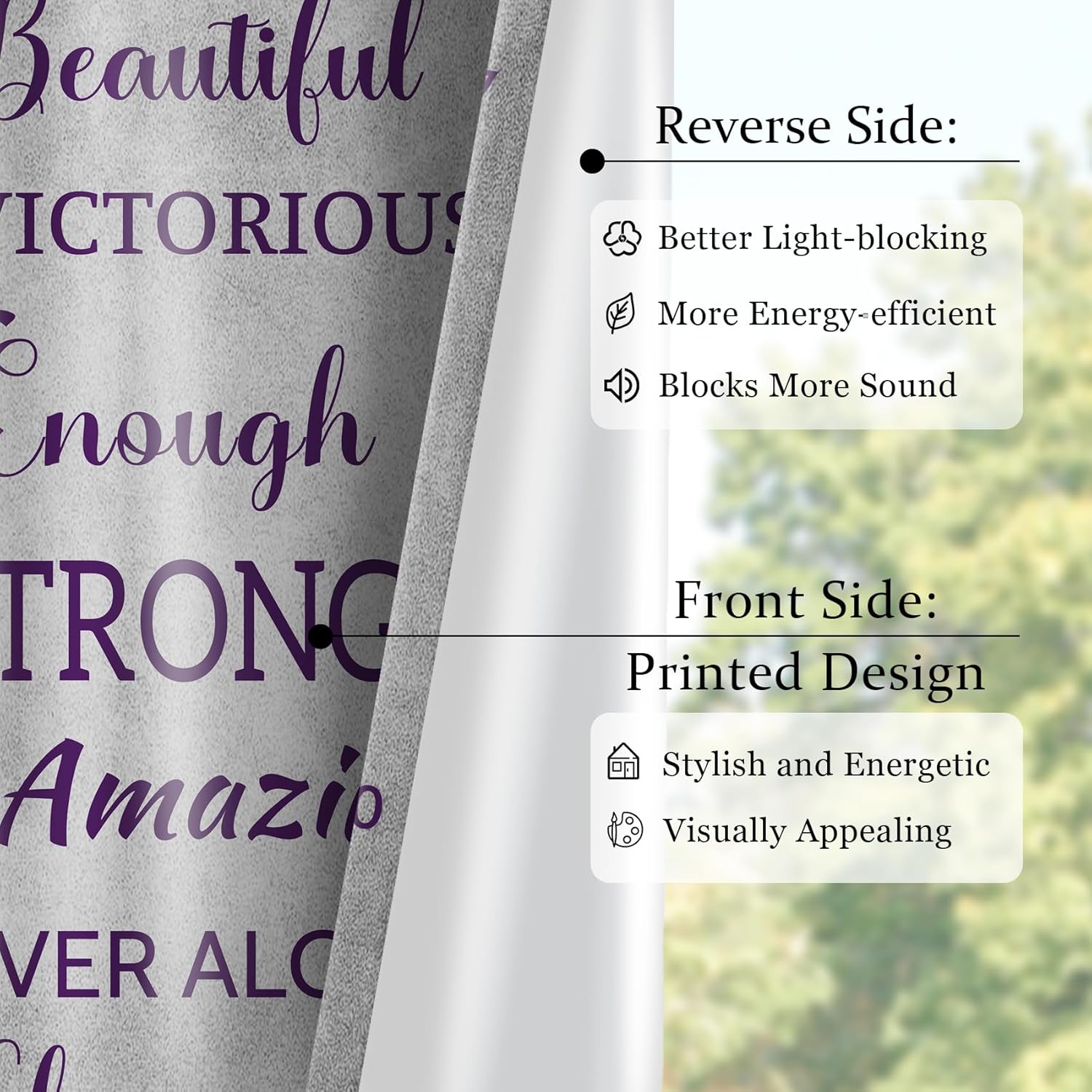 African American Purple Curtains for Bedroom and Living Room Black Girl Butterfly Pattern Funny Inspirational Quotes Blackout Curtains Woman Lady Drape Windowsill long Curtains 2 Panels 42x63 Inch