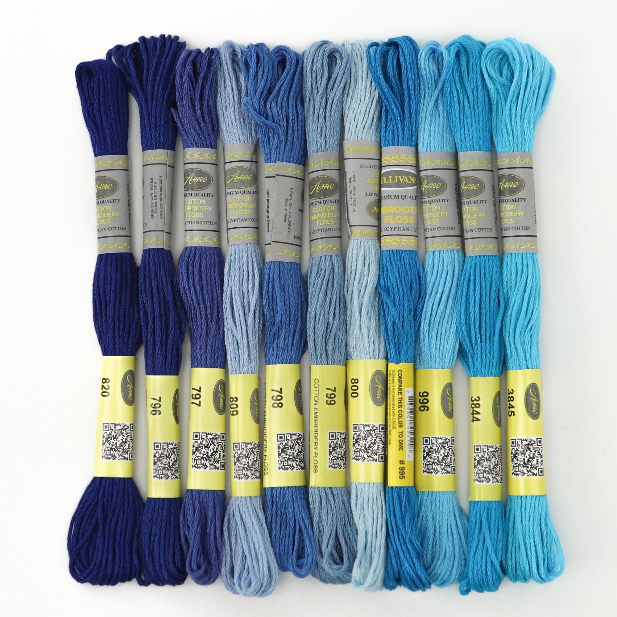 Stickgarn-Set, 505 Farben, langfaserige Baumwolle, 8 Meter pro Knäuel, ideal zum Nähen, Basteln und Quilten