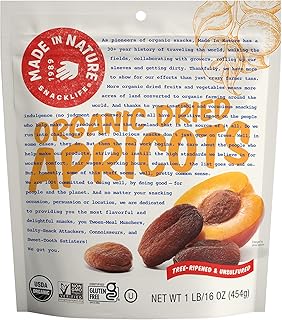 Made In Nature Organic Dried Apricots, 16 Ounce (Pack of 1) – Vegan Snack, Non-GMO, Unsulfured, Gluten Free, Kosher