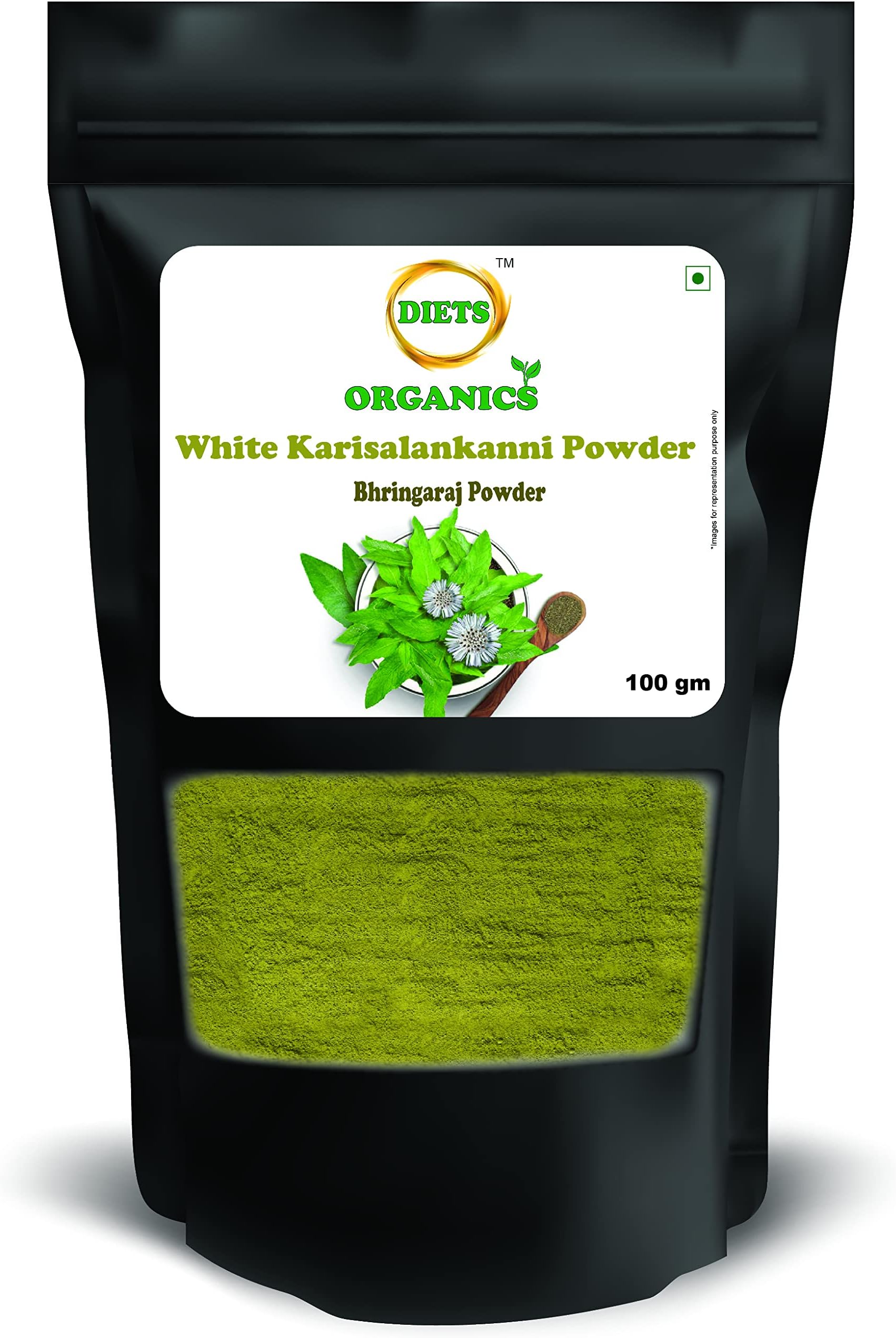 DIETS ORGANICS White Karisalankanni Powder 100gms (2), Bringaraj powder, Kayonni -100 Gms PACK OF 2