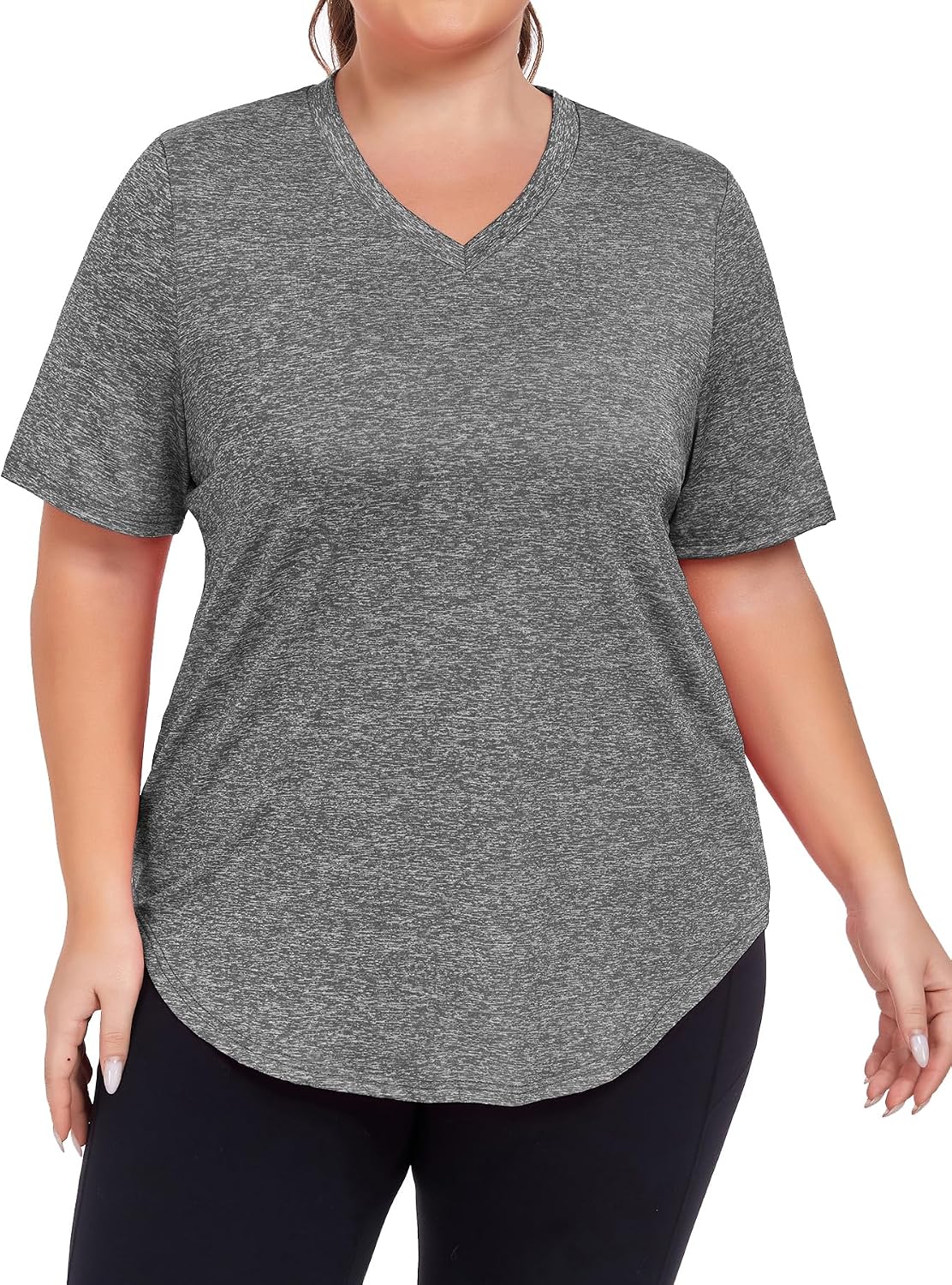 ForHailey Women's Plus Size Workout Tops V Neck T Shirts Loose Fit Yoga Clothing Summer Sport Tee XL - 5XL