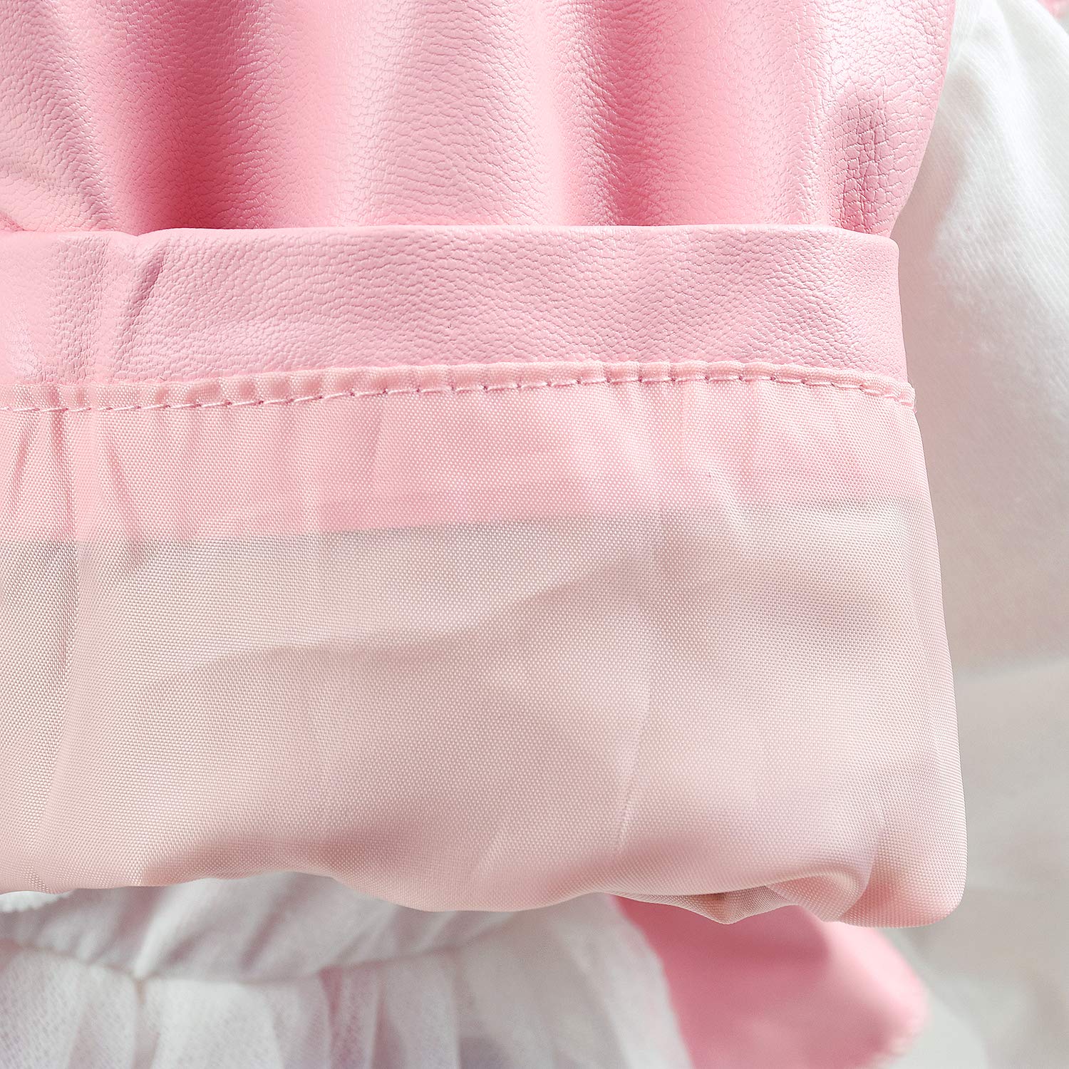 Peacolate Printemps automne bébé filles ensemble de vêtements 3 pièces T-Shirt à manches longues en cuir Falbala veste et jean