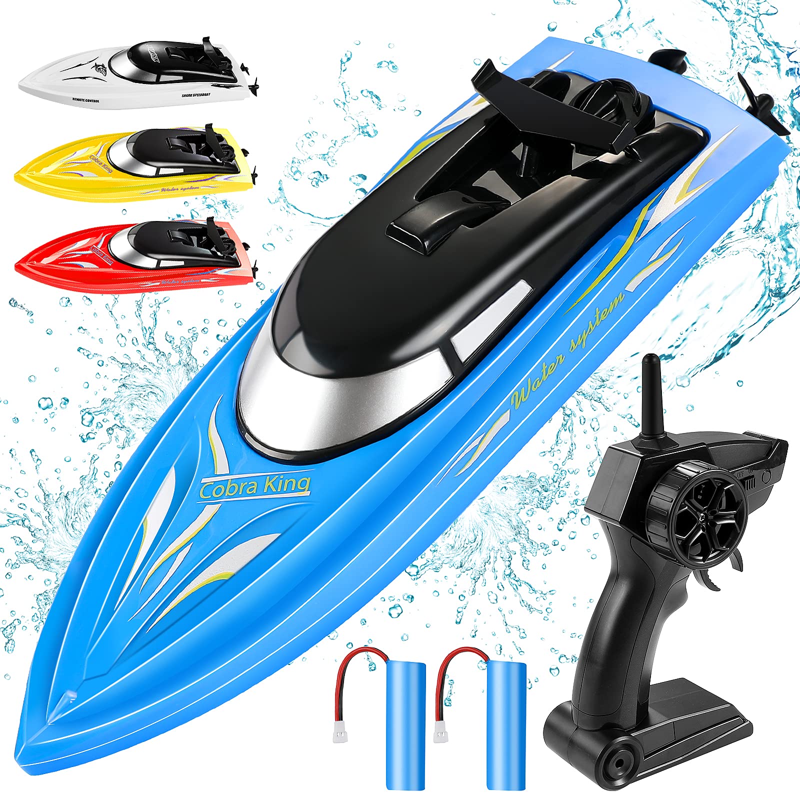 Wemfg RC Boat Remote Control Boats for Pools and Lakes, RH701 15km/h High Speed Mini Boat Toys for Kids Adults Boys Girls Blue