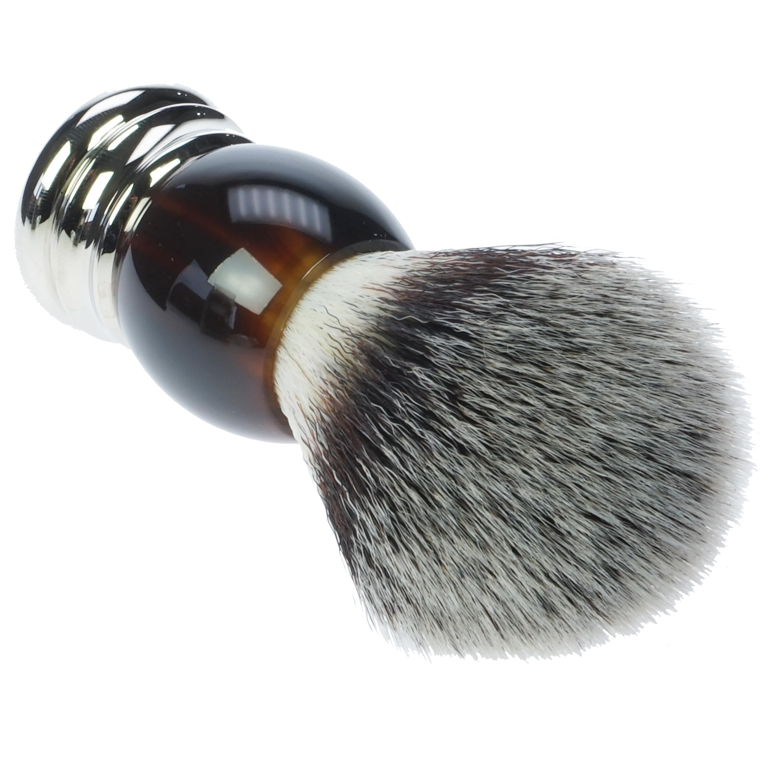 Fantasia - Pennello da barba in setole sintetiche vegane, con elegante base in metallo, pennello da barba vegano, pennello da barba sintetico