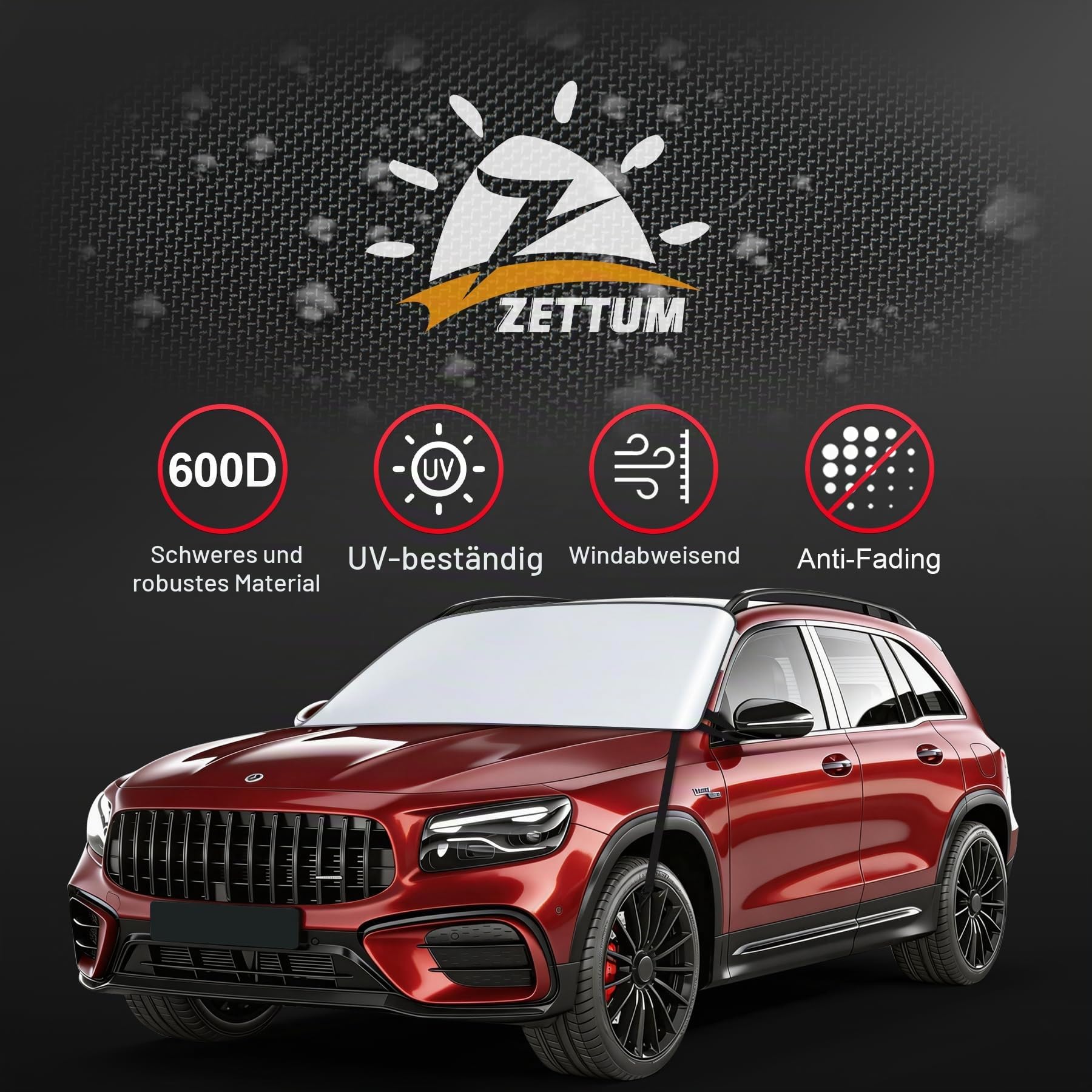 Zettum Auto SUV Sonnenschutz Frontscheibe 177 × 127 cm, PU Oxford Tuch Faltbare Frontscheibenabdeckung Windschutzscheiben Sonnenblende gegen UV Frost Staub Schnee EIS Sonne