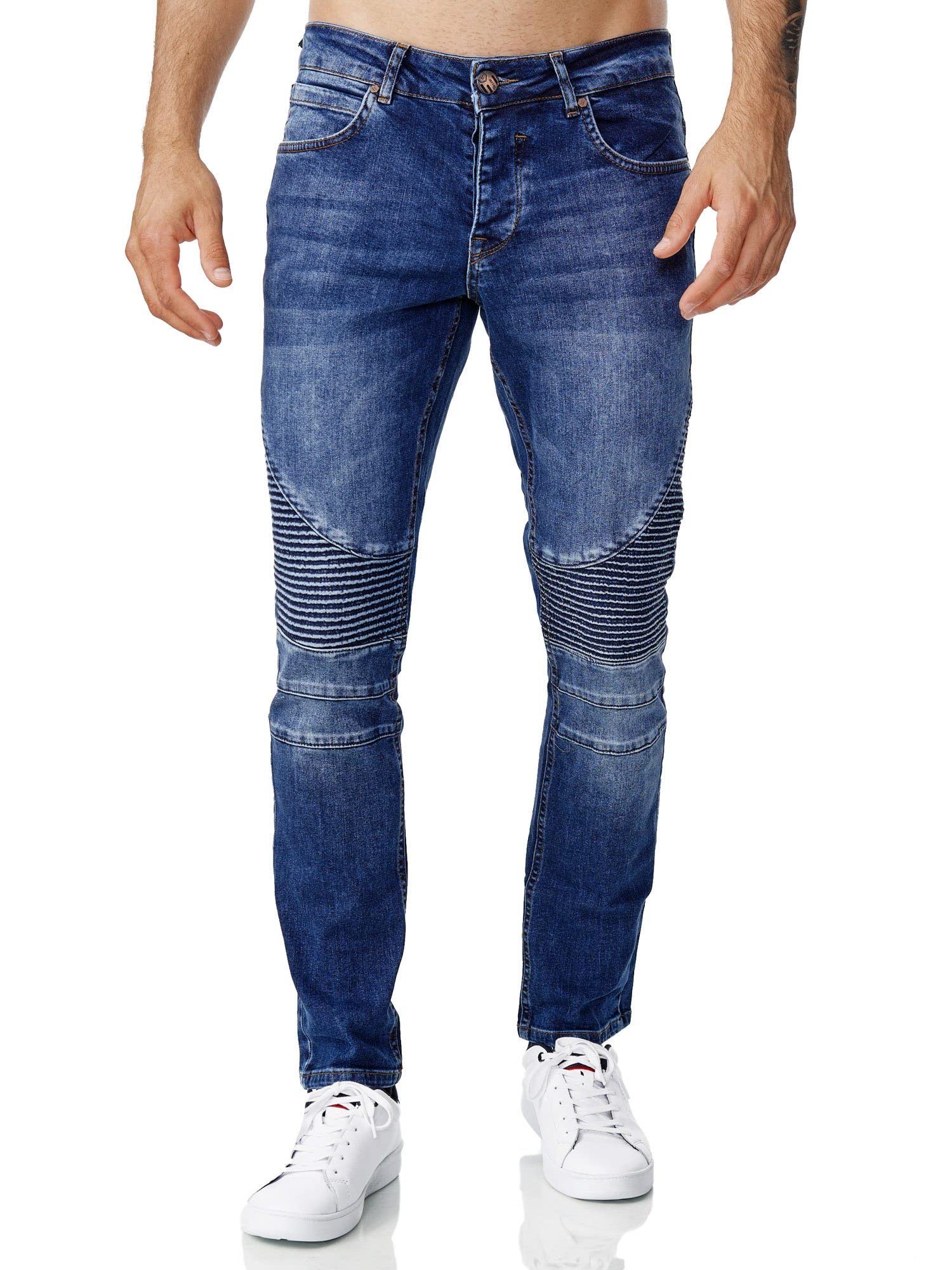 Tazzio Jeans Herren Slim Fit Biker Destroyed Look Stretch Jeanshose Hose Denim 16517
