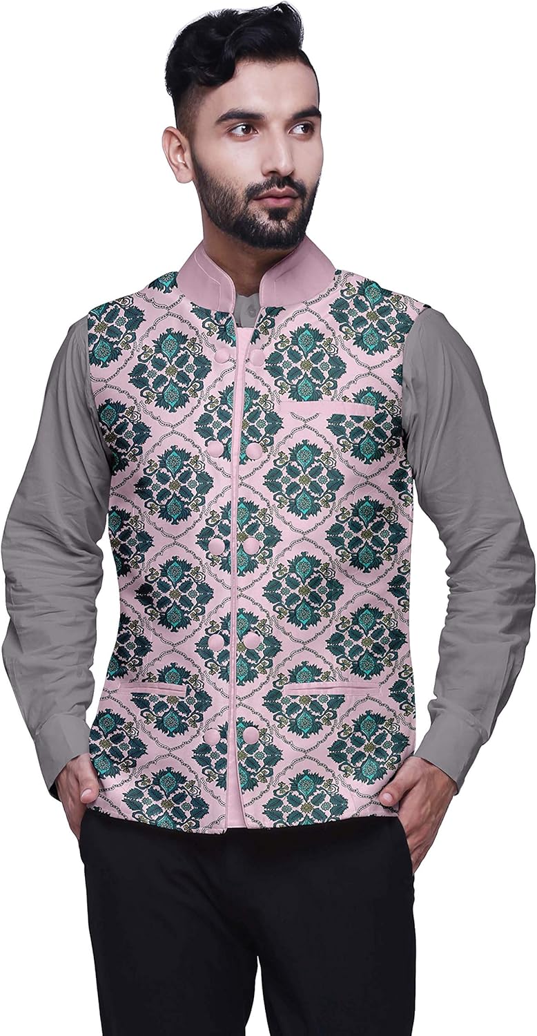 Atasi Printed Nehru Jacket Mens Bandhgala Ethnic Jacket Party Wear Wedding Clothing