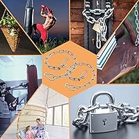 Vista 7 de Cadena de silla colgante de 24.5 pulgadas, cadena resistente de acero inoxidable SUS304 con dos hebillas de escalada para sillas de columpio