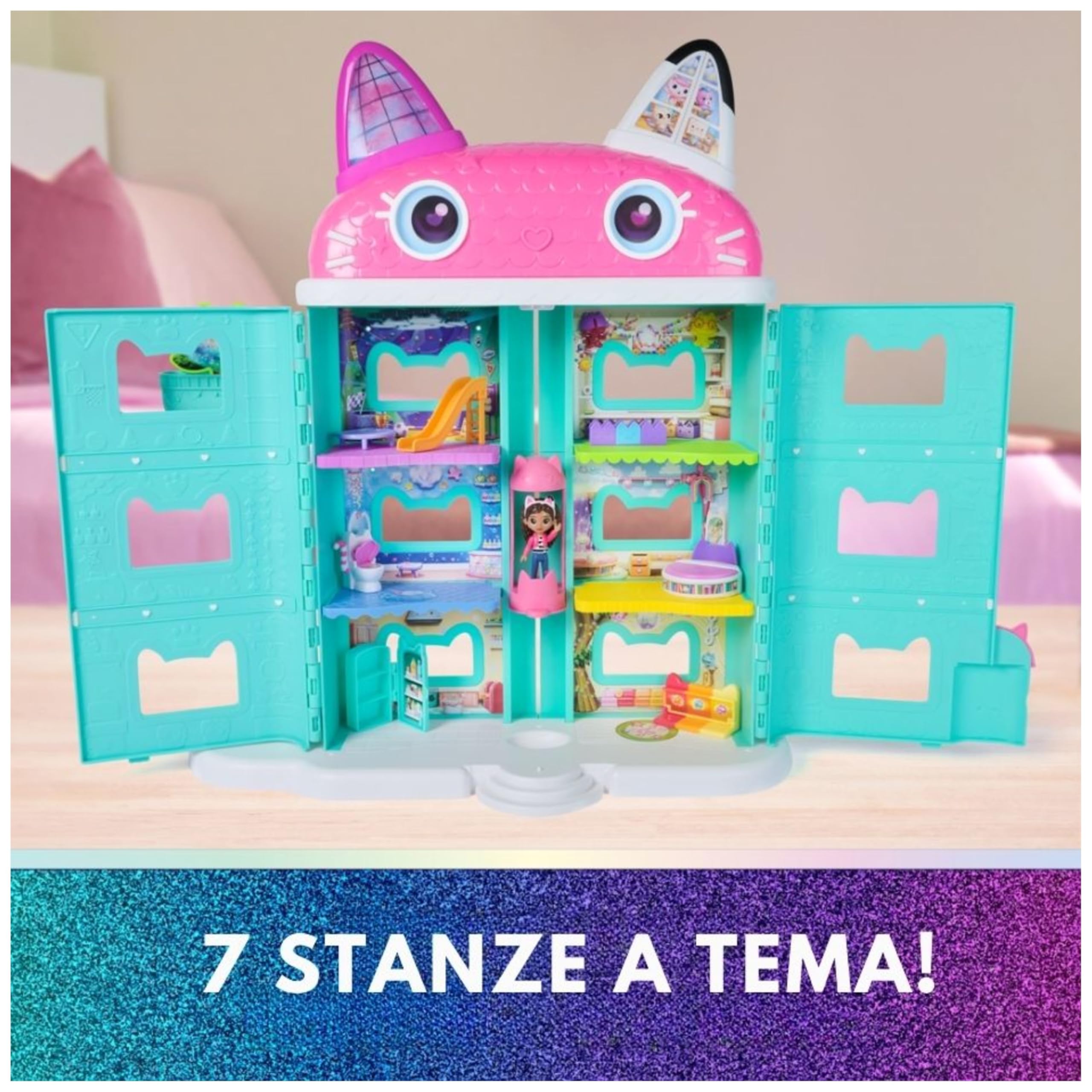 Gabby's Dollhouse The Movie, la Casa delle Bambole di Gabby a Tema Movie, Con Occhi Lenticolari, Personaggi e Mobili per la Casa delle Bambole, Alta 60 cm, 3+ Anni