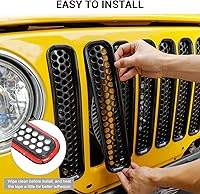Vista 6 de JeCar para Jeep TJ Grill Inserts, Insertos de rejilla de malla para Jeep Wrangler TJ 1997-2006 (negro)