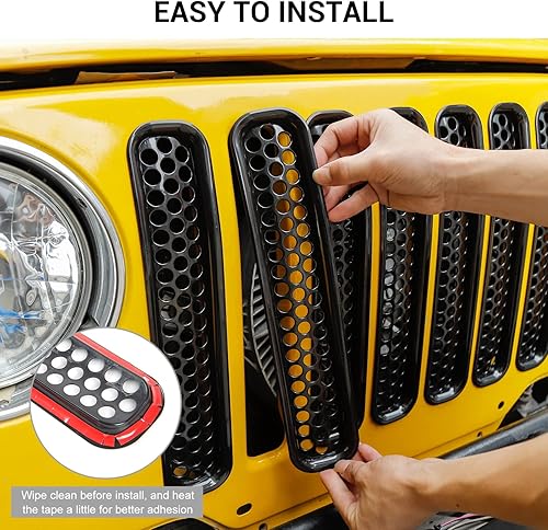 Miniatura 6 de JeCar para Jeep TJ Grill Inserts, Insertos de rejilla de malla para Jeep Wrangler TJ 1997-2006 (negro)