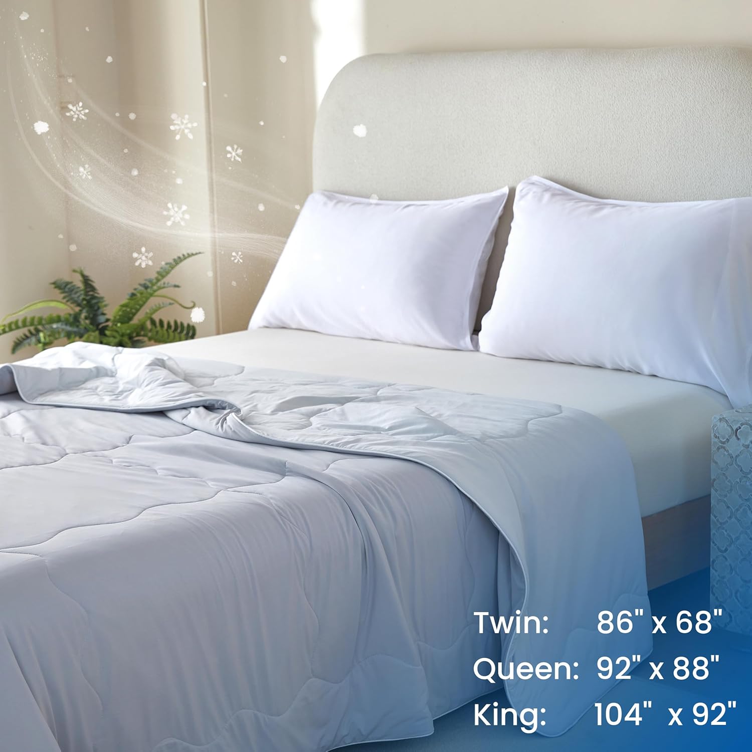 Simple&Opulence Cooling Comforter, Cold Touch Fabric Absorbs Body Heat, Double-Sided Cool Design All-Season Lightweight Soft Breathable Cooling Blanket for Night Sweats Hot Sleeper, Grey Queen