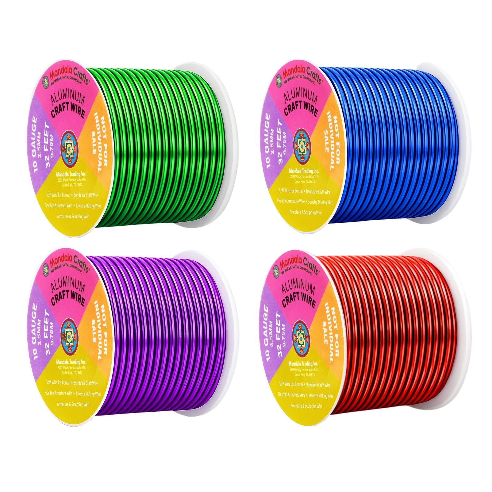 Mandala Crafts 10 Gauge Rainbow Anodized Aluminum Craft Wire, 128 FT