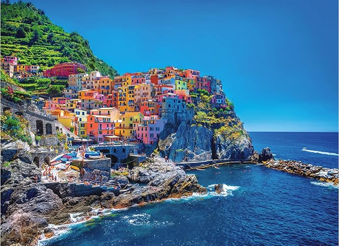 Jigsaw Puzzles 1000 Pieces for Adults Cinque Terre Italy Landscape Puzzle Natural Scene Hard Puzzles for Adults Teens Kids Interactive Toy Brain Teaser