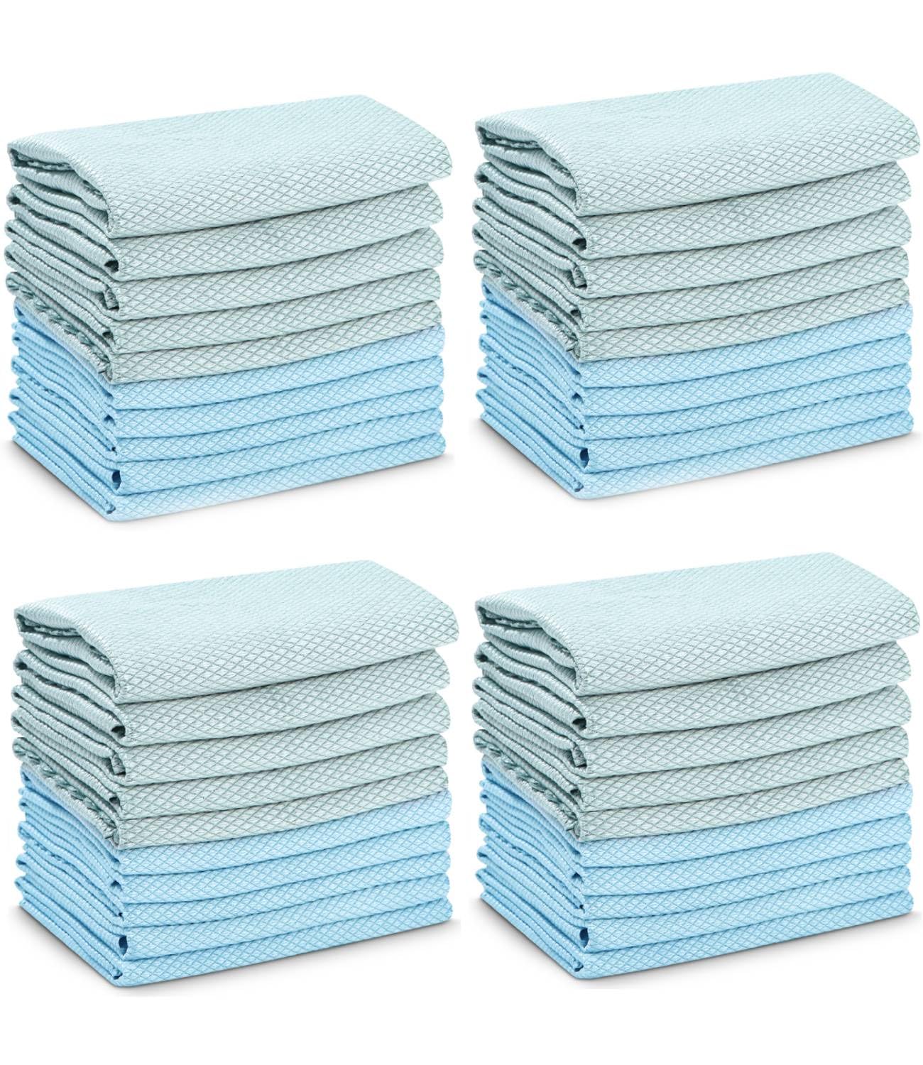 Bixury 40 paños de limpieza de microfibra gris + azul, reutilizables, reutilizables, paños de limpieza para ventanas, cocina, cristal, espejos, 40 x 30 cm