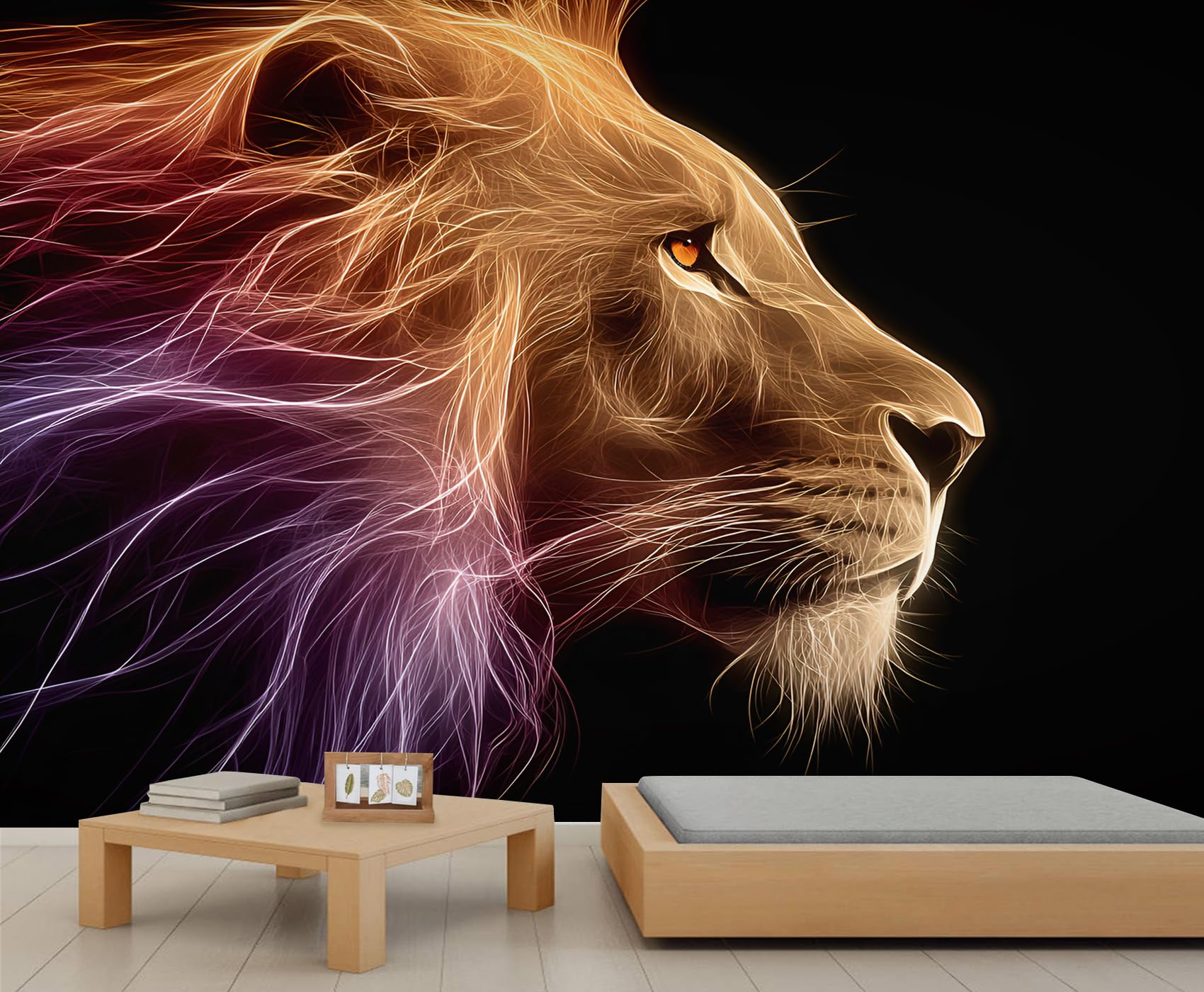 Lion Wallpapers Colorful Gradient Lion Girls Wallpaper Abstract Art Animal Wallpaper Murals for Walls Living Room for Bedroom 400 X 280 cm