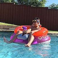 Vista 5 de SWIMLINE Flotador inflable original de nave espacial OVNI para piscina, con divertido flujo constante, pistola de rayos láser, chorros de agua