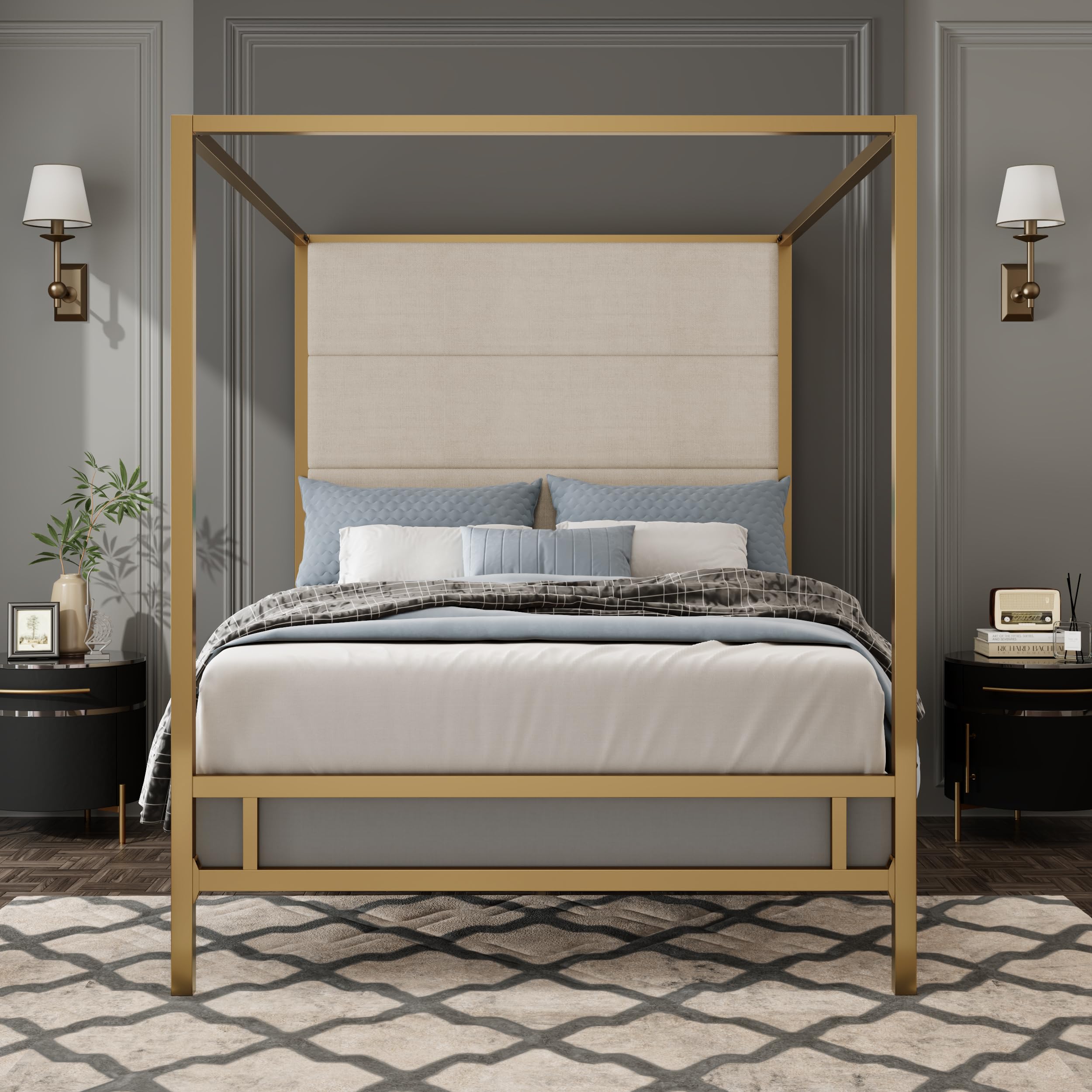 Amazon.com: Polibi Modern Canopy Bed Frame - Metal 4-Poster