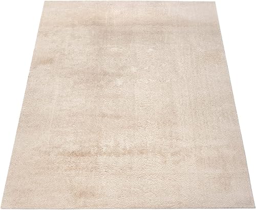 Miniatura 5 de Paco Home Alfombra suave lavable en color beige crema acogedor antideslizante color sólido, tamaño 2'8" x 4'11"