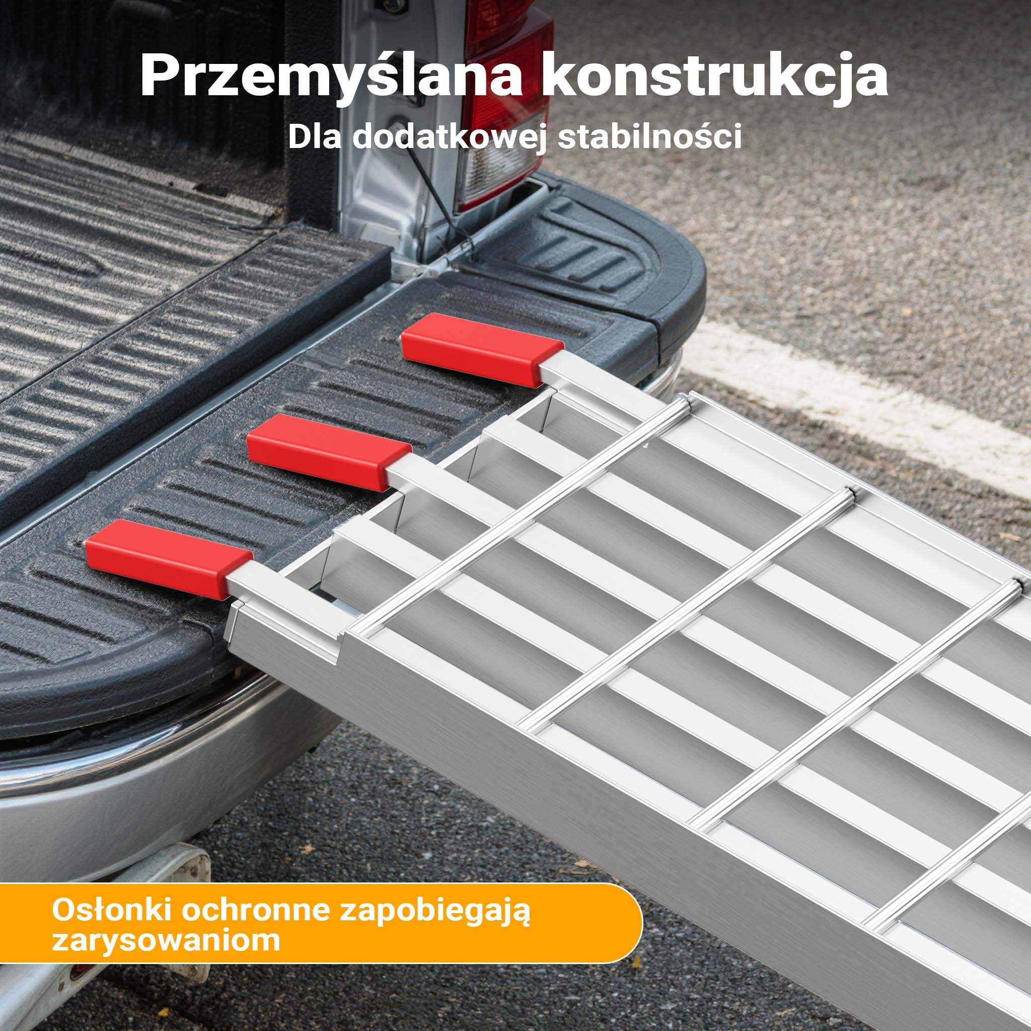 Wiltec Składany najazd aluminiowy o długości 310 cm i udźwigu 540 kg, lekka i łatwa rampa do przechowywania, do załadowania quadów i motocykli
