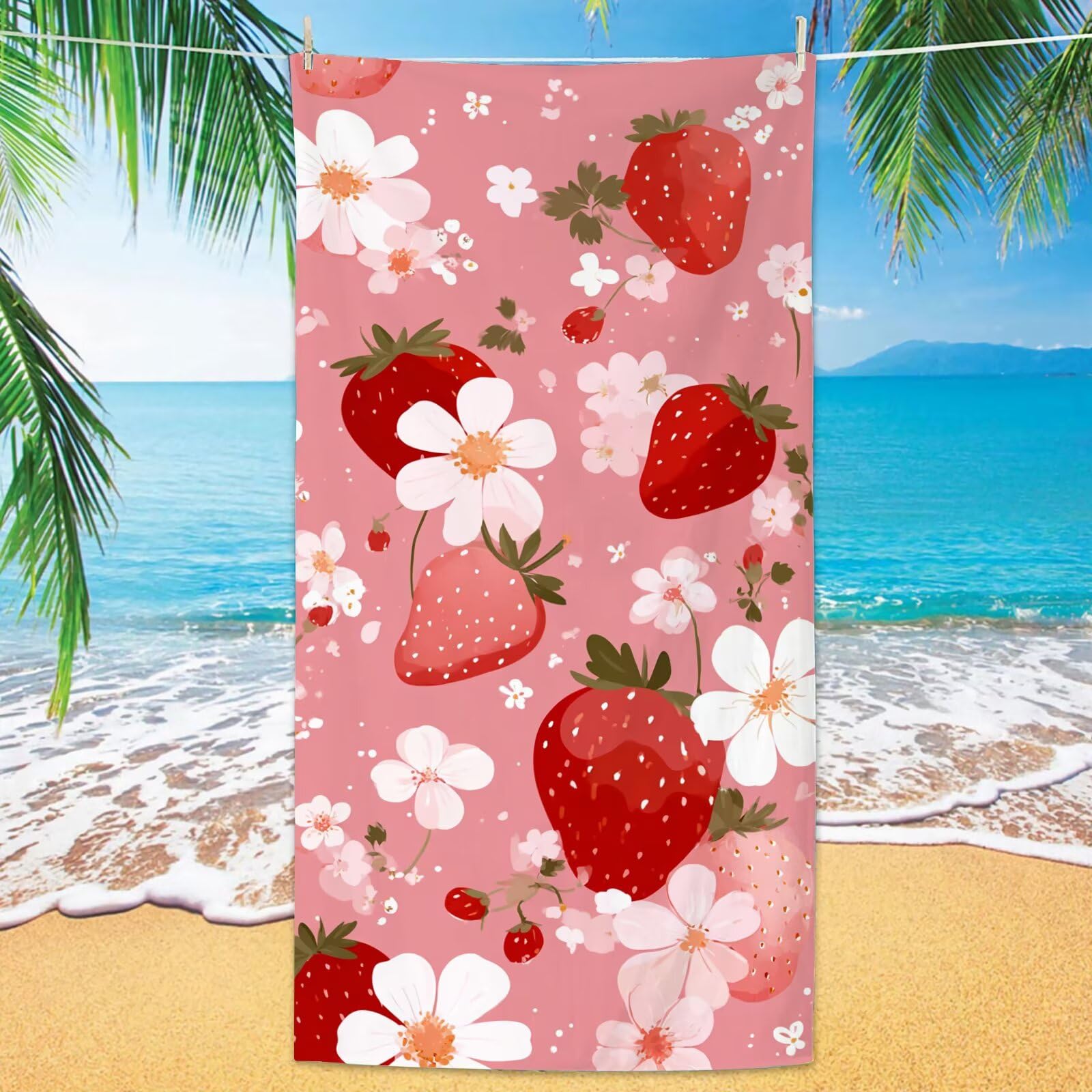 2 szt., bardzo duże 100 x 220 cm, różowy, szybkoschnący ręcznik z mikrofibry, bez piasku i plażowy, lekki podróżny, kompaktowy ręcznik kempingowy z torbą do przechowywania, chłonny, dla kobiet