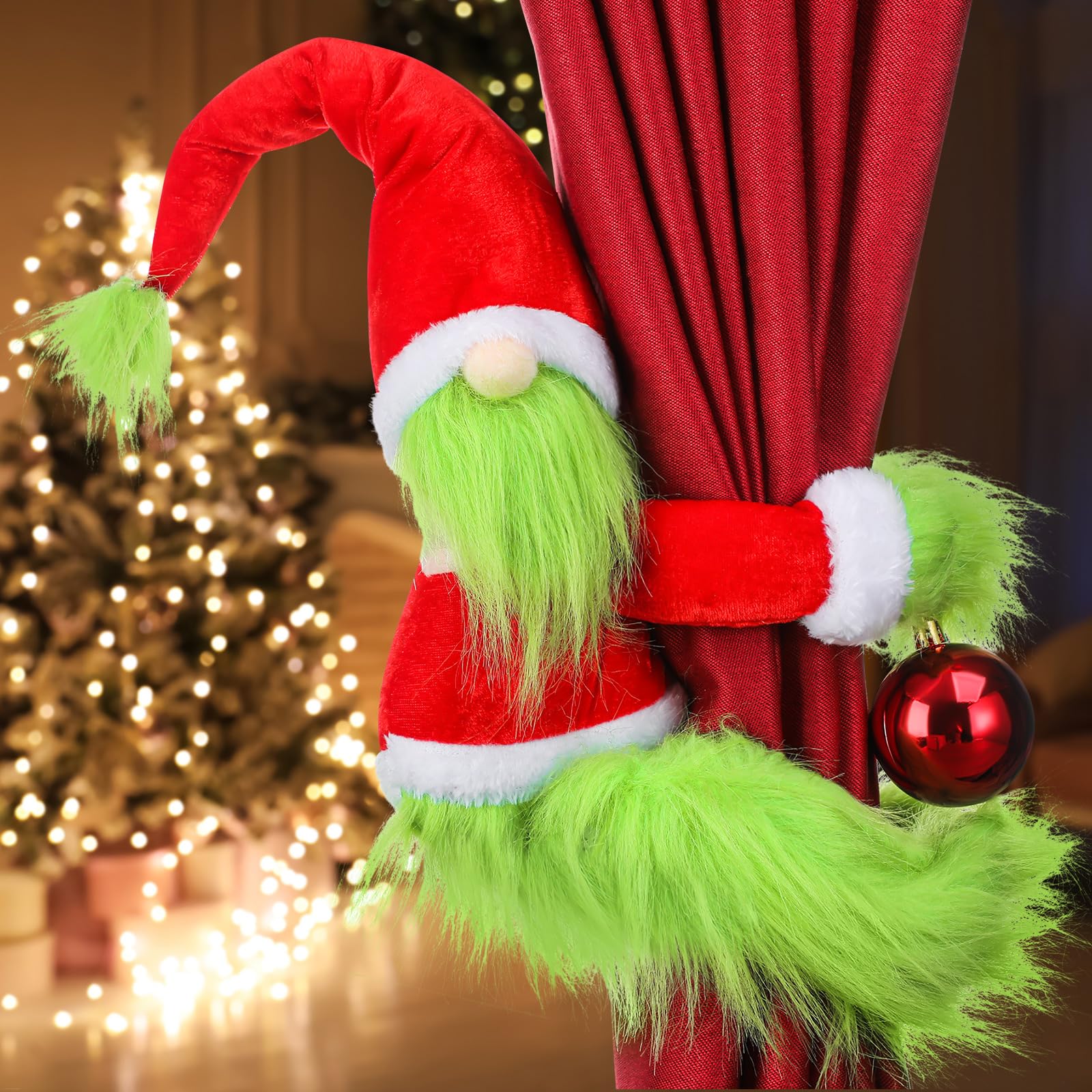 Gejoy Cimier de sapin de Noël amusant en peluche pour sapin de Noël - 60 cm - Vert