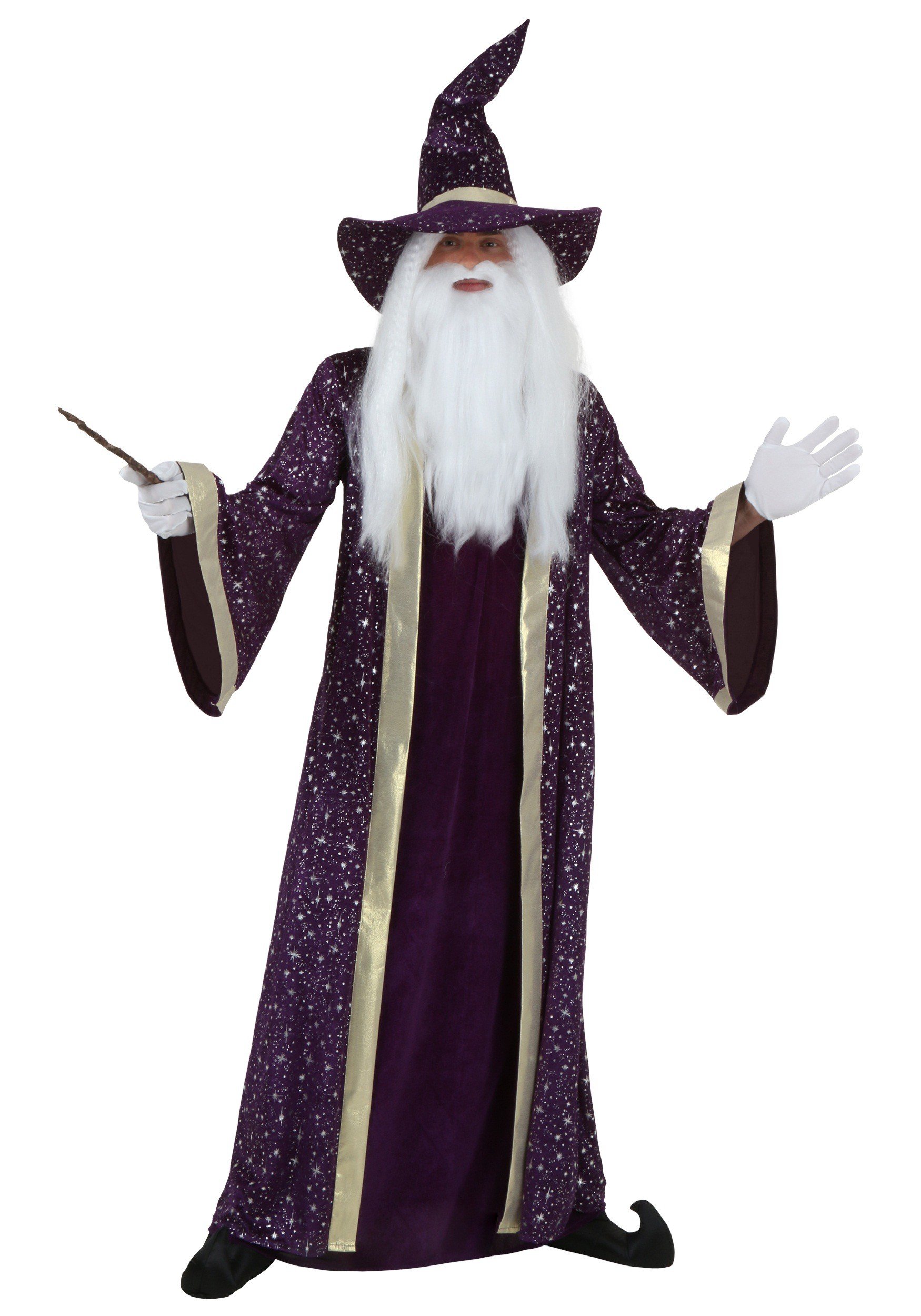 Adult Purple Wizard Costume for Men Magic Sorcerer Halloween Outfit Warlock Outfit for Parties Medium Bundle