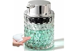 MALACHI Foaming Lotion Dispenser for Kitchen, Bathroom, Refillable Clear Glass with Large Pump