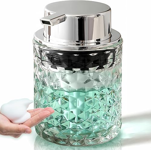MALACHI Dispensador de jabón de manos espumoso, dispensador de jabón de baño o dispensador de loción para cocina, dispensador de jabón de vidrio