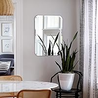 Vista 3 de Better Bevel - Espejo rectangular de esquina redondeada sin marco de 24 x 36 pulgadas, borde biselado de 1 pulgada, espejo de pared de baño