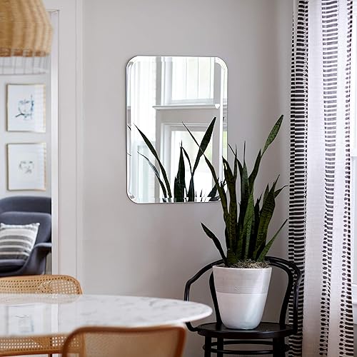 Miniatura 3 de Better Bevel - Espejo rectangular de esquina redondeada sin marco de 24 x 36 pulgadas, borde biselado de 1 pulgada, espejo de pared de baño