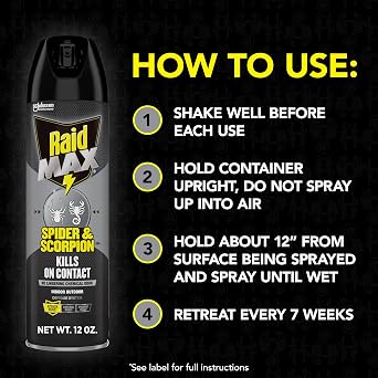 Raid Max Spider and Scorpion Killer, Kills Spiders, Scorpions, Roaches, Ants, Waterbugs, Earwigs, 12 Oz