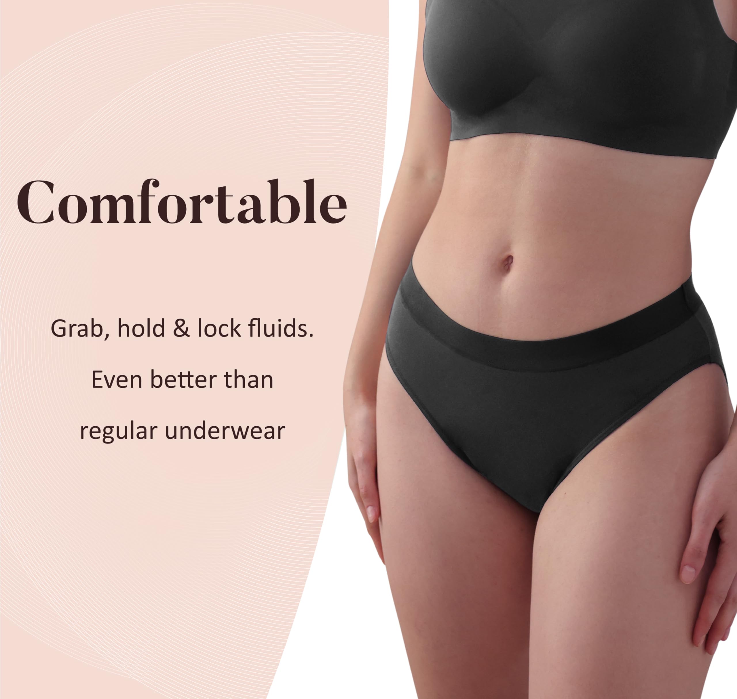 AIRCUTE Waschbare Damen-Unterwäsche für Urin, Inkontinenz, Rayon aus Bambus, super saugfähig, für Lecks, 94 g, 3 Stück