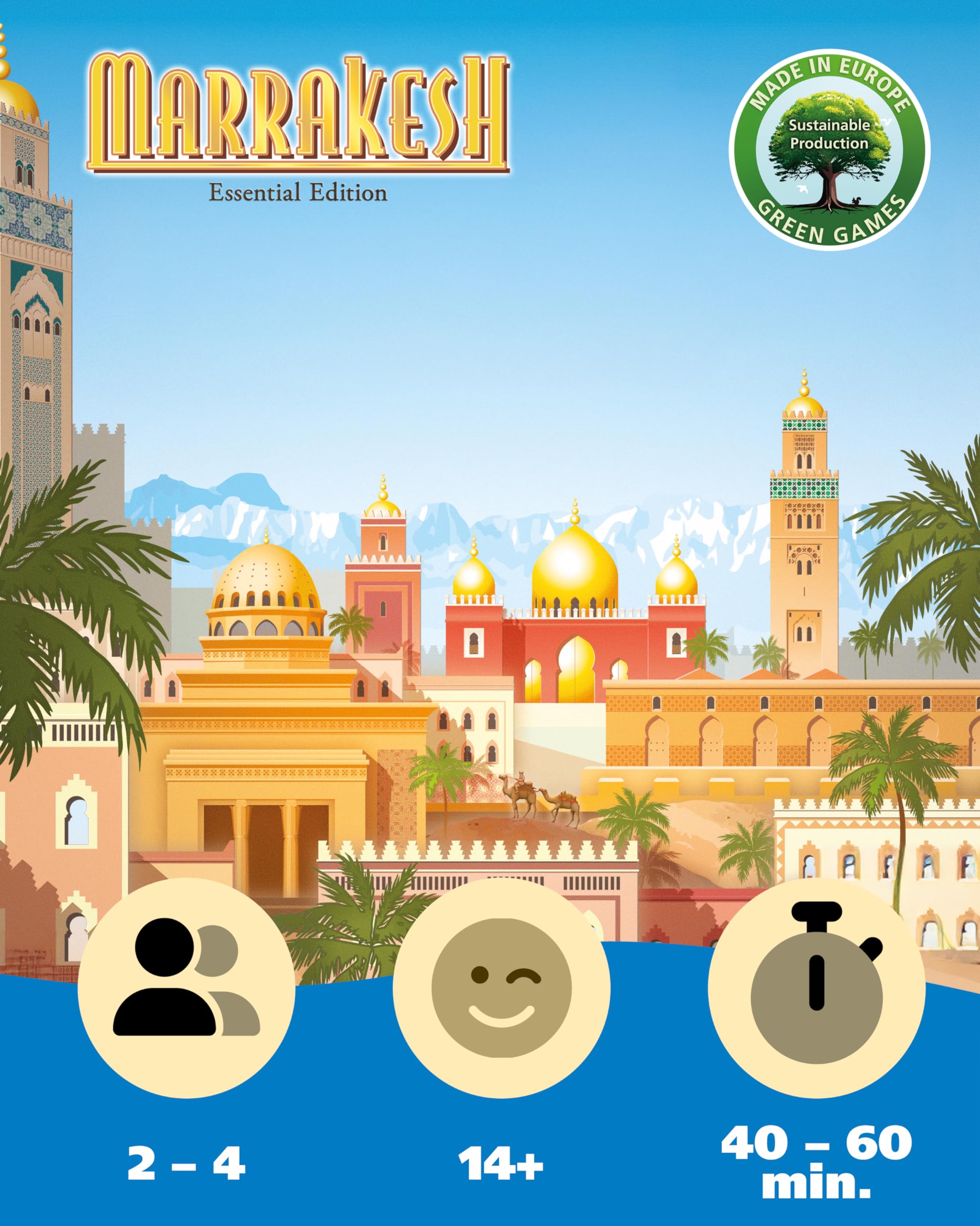 Queen Games Marrakesh Essential Edition - Basisspiel, Brettspiele Spaß ab 14 Jahren für 2-4 Spieler, Kennerspiel, Gesellschaftsspiele für Erwachsene