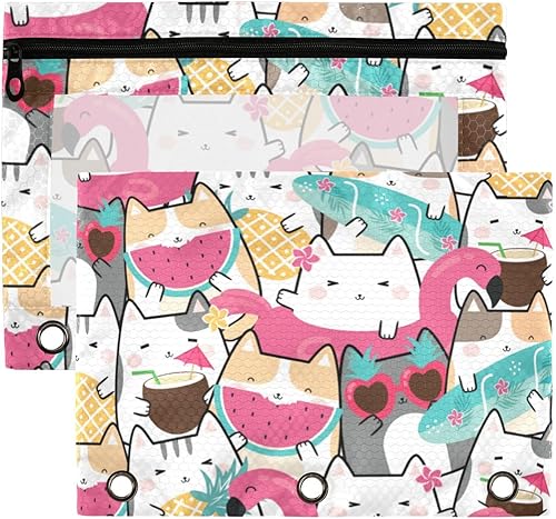 Estuche para lápices para carpeta de 3 anillas, paquete de 2 carpetas con ventana transparente y estuche con cremallera para almacenar suministros