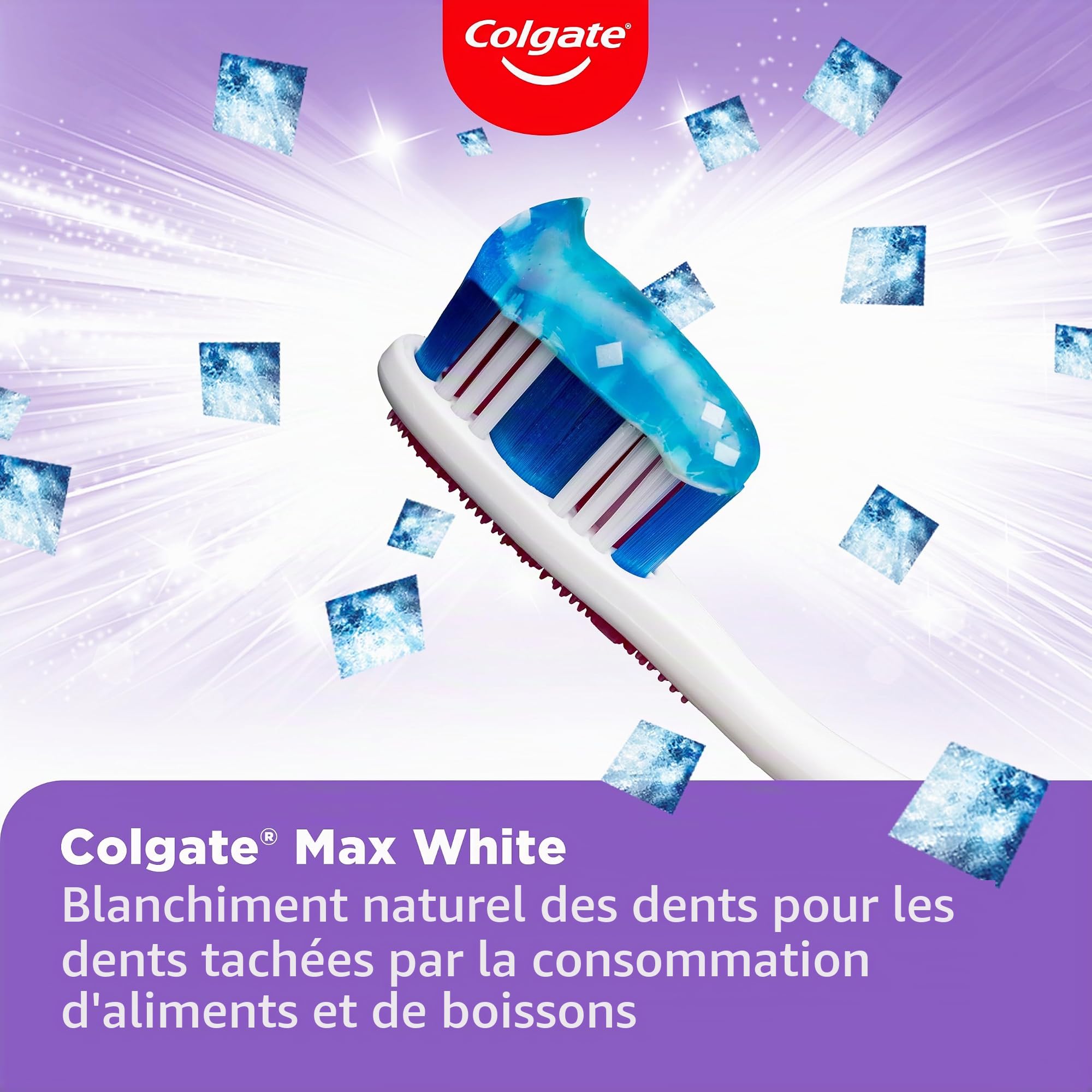 Colgate Max White Sparkle Diamonds Dentifrice 12 x 75 ml – Blanchiment des dents idéal pour des dents plus lisses et plus blanches – Restaure le blanchiment naturel des dents et rafraîchit l'haleine