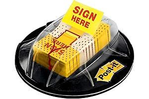 Flags, Sign Here, 200/High Volume Desk Grip Dispenser, 1 in Wide, Yellow (680-HVSH)