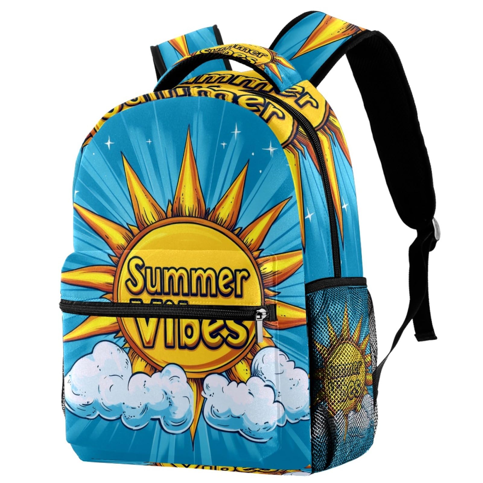 Sac à dos d'école multicolore taille unique avec porte-bouteille - 7