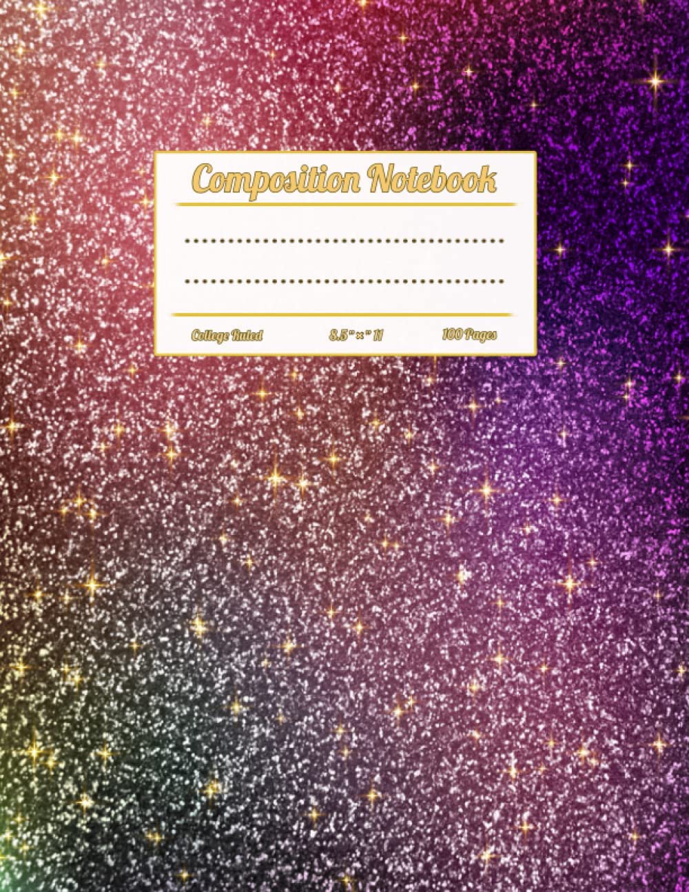 glitter stars theme Notebook: purple Space Theme Notebook: 100 Pages Glitter stars theme notebook for (homework, writing ideas, school...) 7.5 x 9.25 inches.