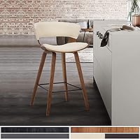 Vista 2 de Armen Living Jagger Modern 26" Counter Height Barstool with Cream Faux Leather and Black Powder Coated Footrest