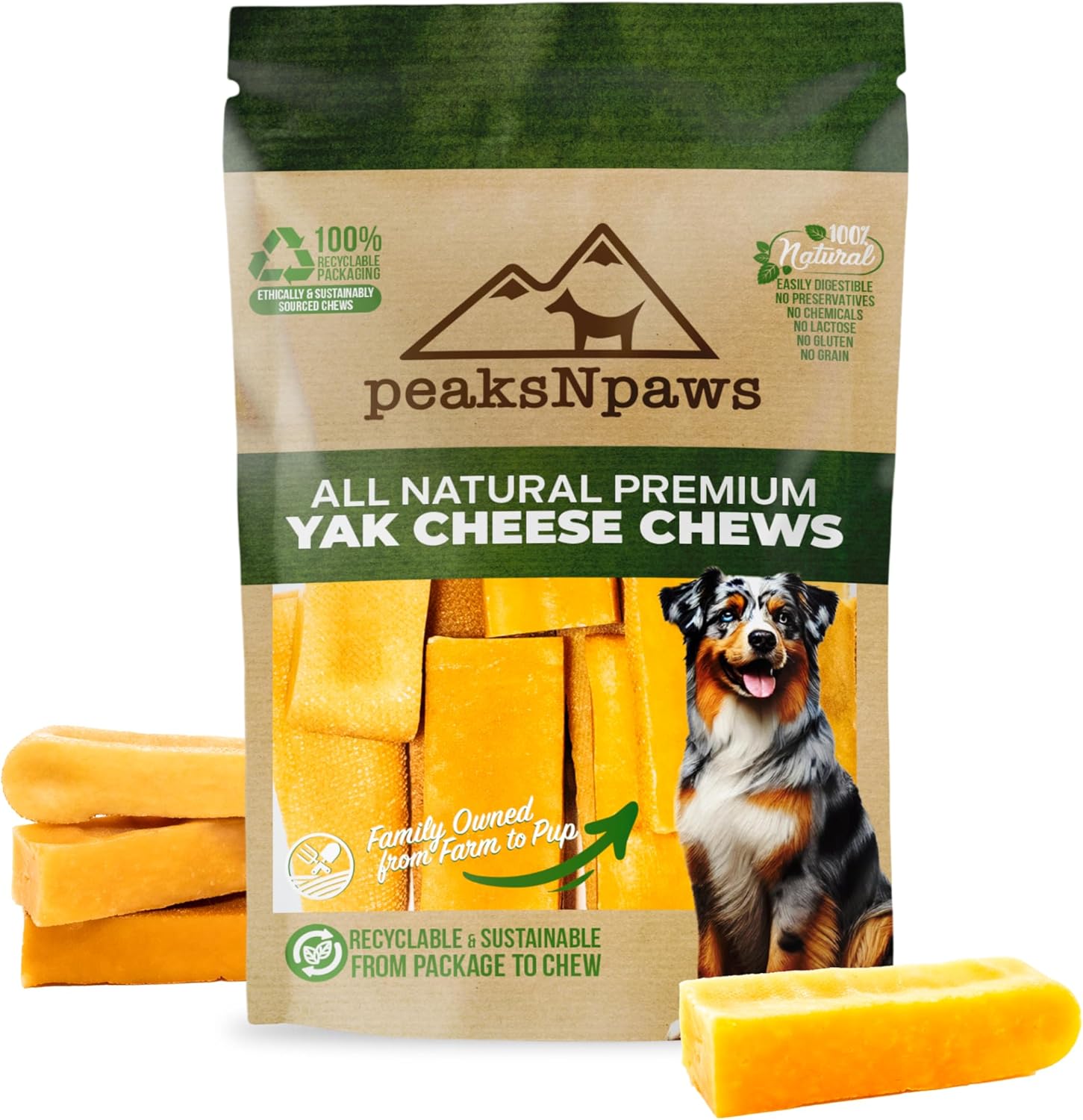 peaksNpaws Yak Cheese Himalayan Dog Chews, High Protein, Natural Dog Treats Small Dogs, Lactose Free Chew Sticks for Aggressive Chewers, Long Lasting Pet Treat for Dogs Under 15 lbs, 3lb Bulk Small