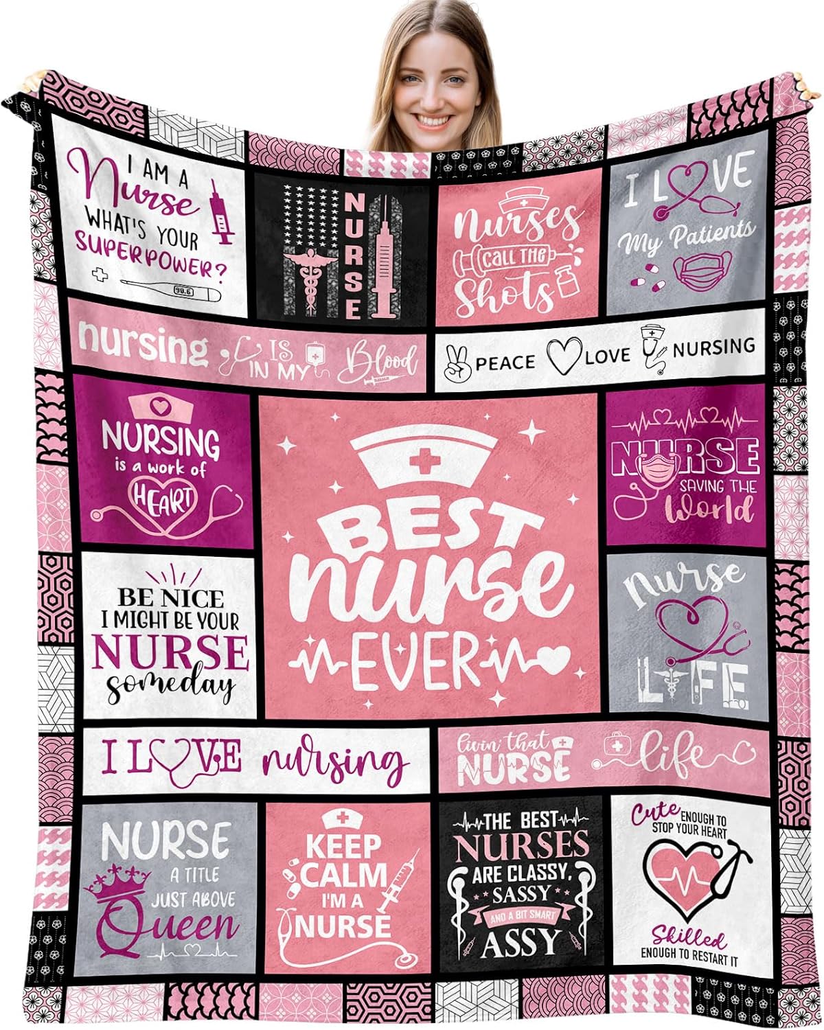 Nurse Gifts for Women Blanket 60"x 50", RN/LPN Gifts for Nurses Female, Nurses Appreciation Gifts, Nurse Graduation Gift