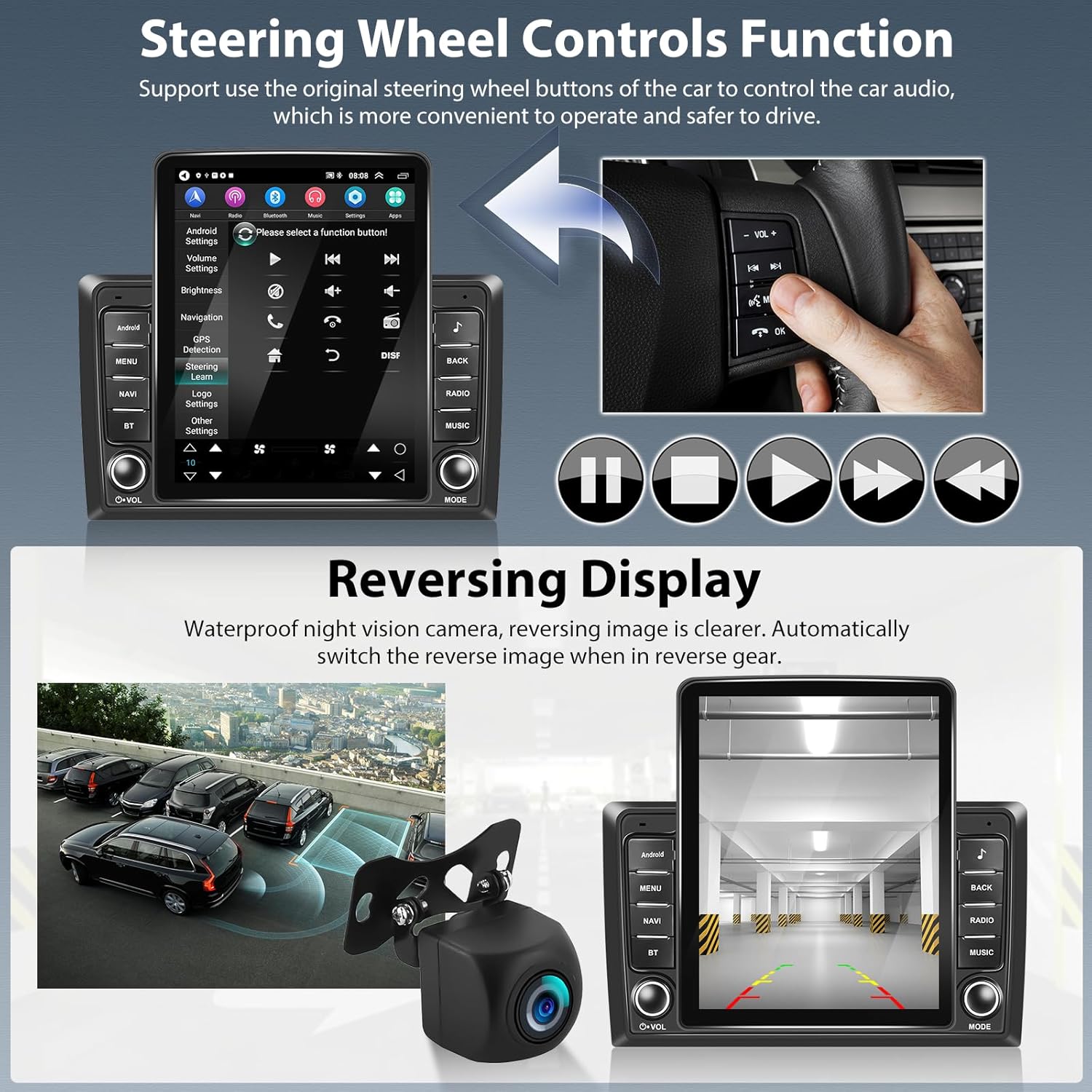Screenshots demonstrating HiFi sound effect settings and split screen functionality