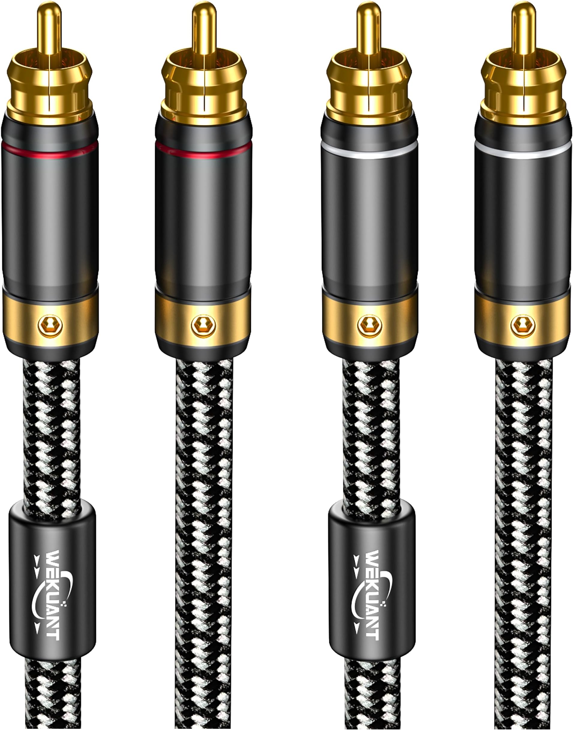 Audiophiles RCA Cable 3.2FT(1M), 2 RCA Male to 2RCA Male Braided HiFi System Silvered-Plated Copper core with ferrite cores