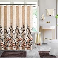 Vista 18 de WPM - Juego de alfombras de baño y cortina de ducha con estampado de leopardo animal, alfombra de baño absorbente de lujo, alfombra de contorno