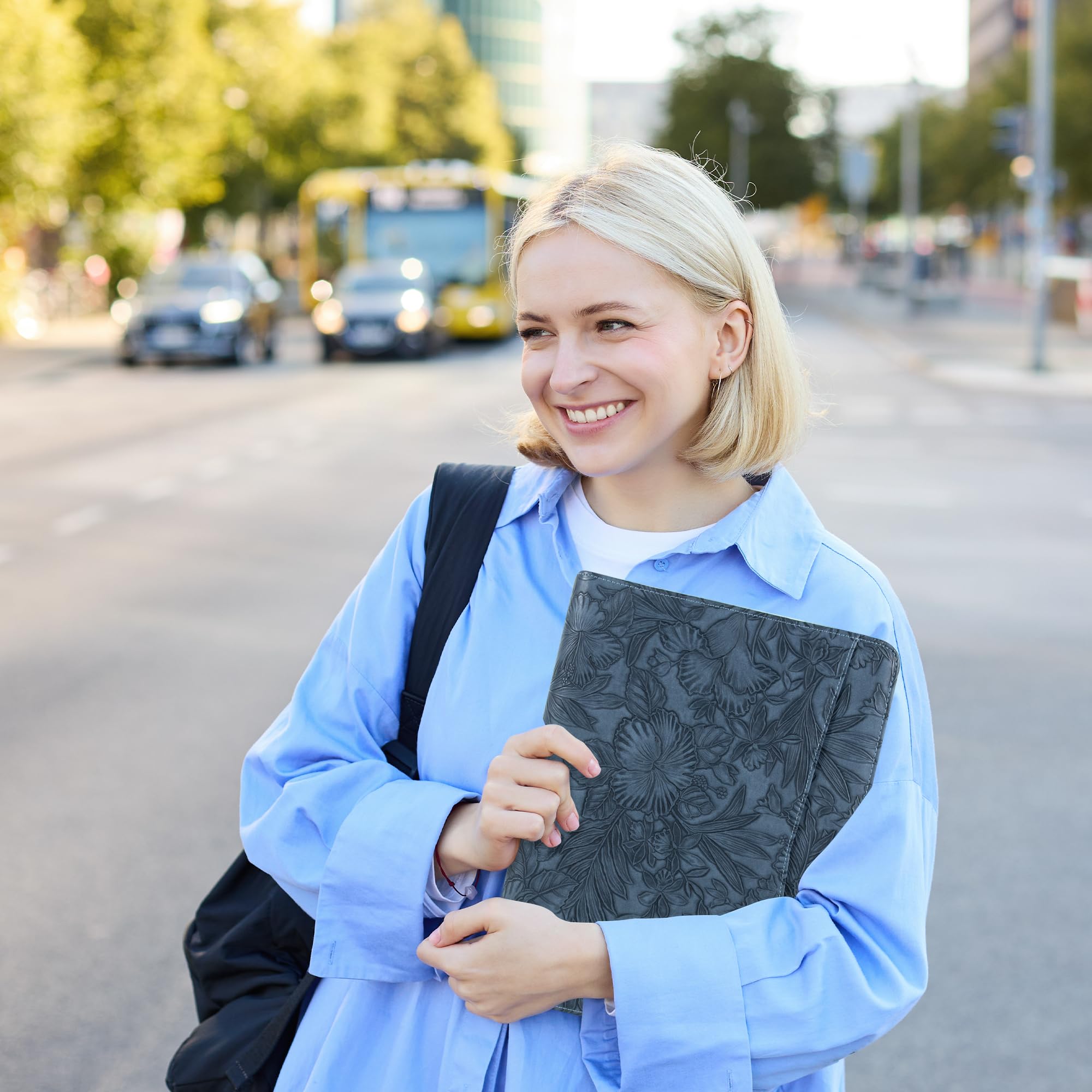 Cartera de piel sintética en relieve para mujer, organizador profesional de 3 anillos con soporte para bloc de notas A4, organizador profesional de documentos de negocios para mujeres