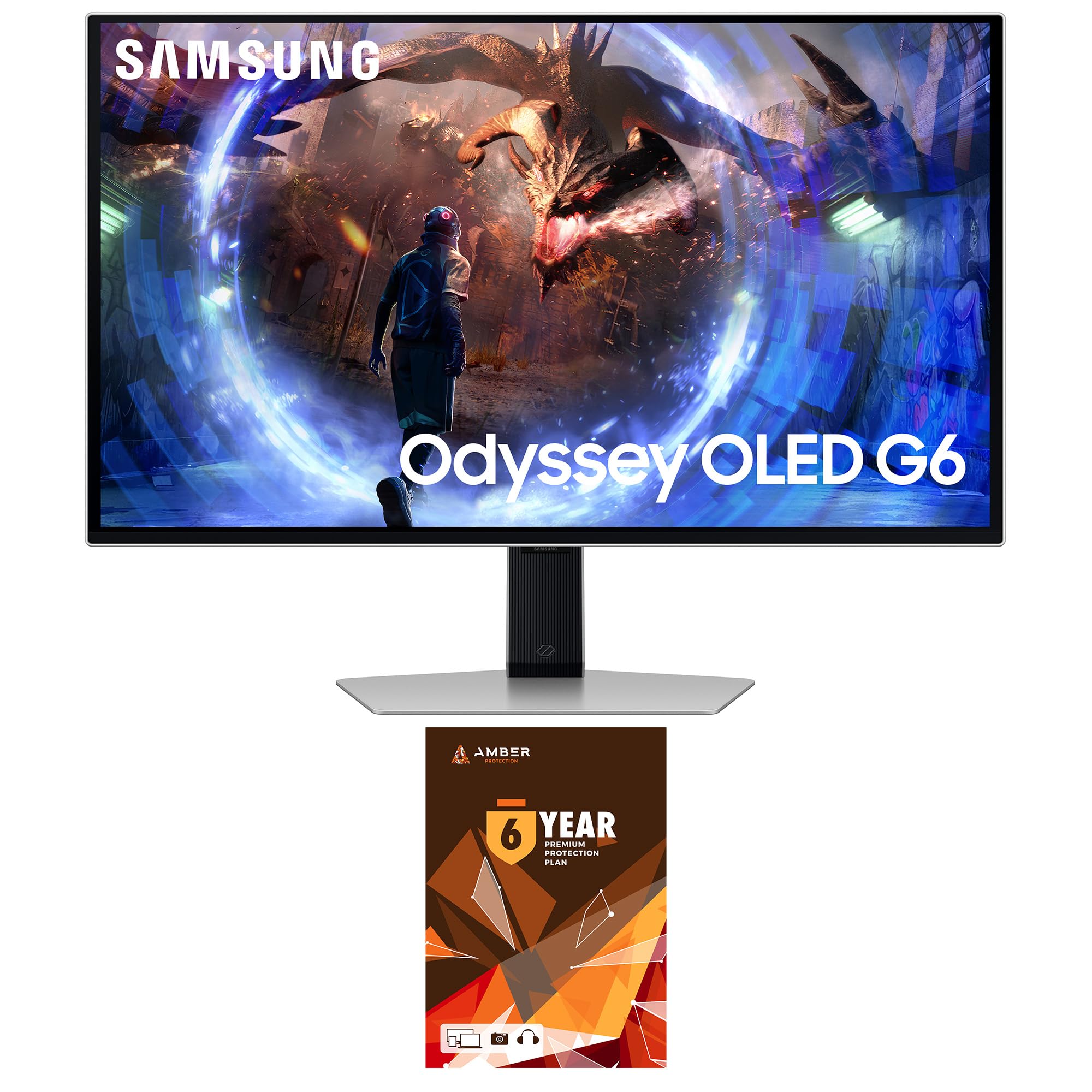 Samsung LS27DG602SNXZA 27 Inch Odyssey OLED QHD 360Hz Gaming Monitor with 6 Year Amber Protection Plan (2024)