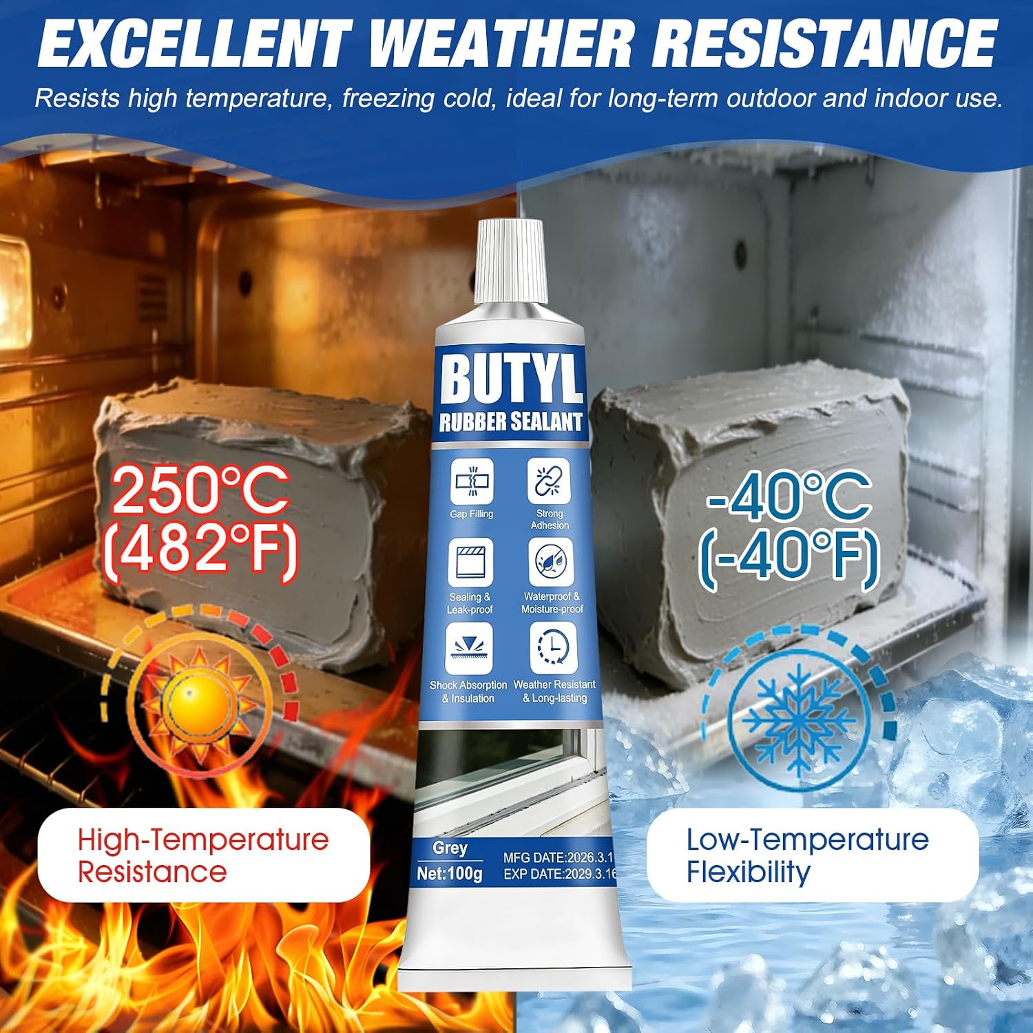 Butyl Rubber Sealant, Industrial-Grade Waterproof Caulk for Outdoor