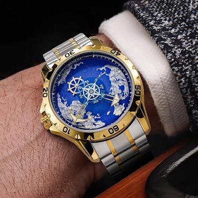 Automatic Watches for Men- Rotating Earth Dial, Men's Mechanical Watch Luminous Hands, 3ATM Waterproof Steel Strap Wrist Watches